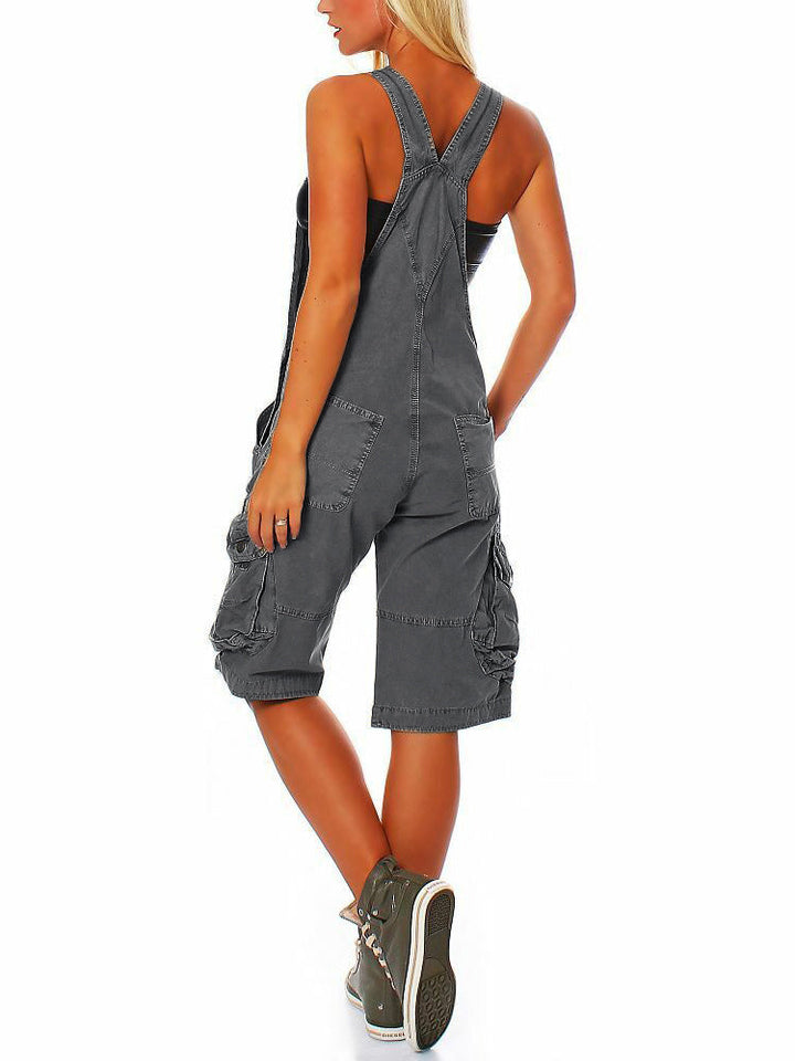 Pantalons de tirants curts per a dones amb butxaques de càrrega funcionals