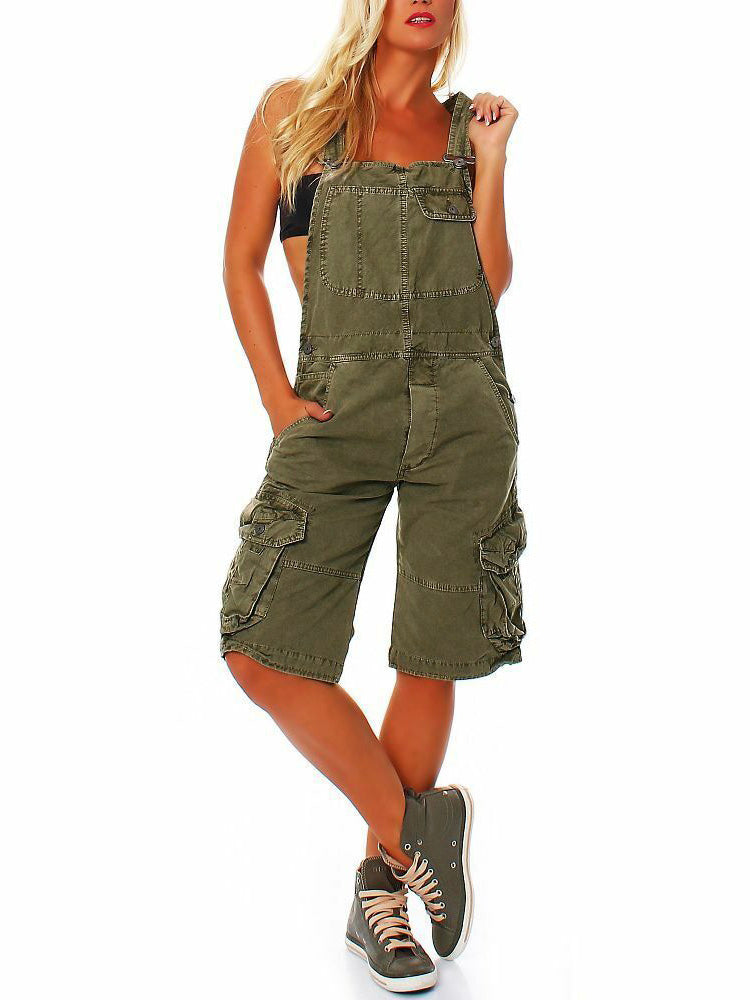 Pantalons de tirants curts per a dones amb butxaques de càrrega funcionals