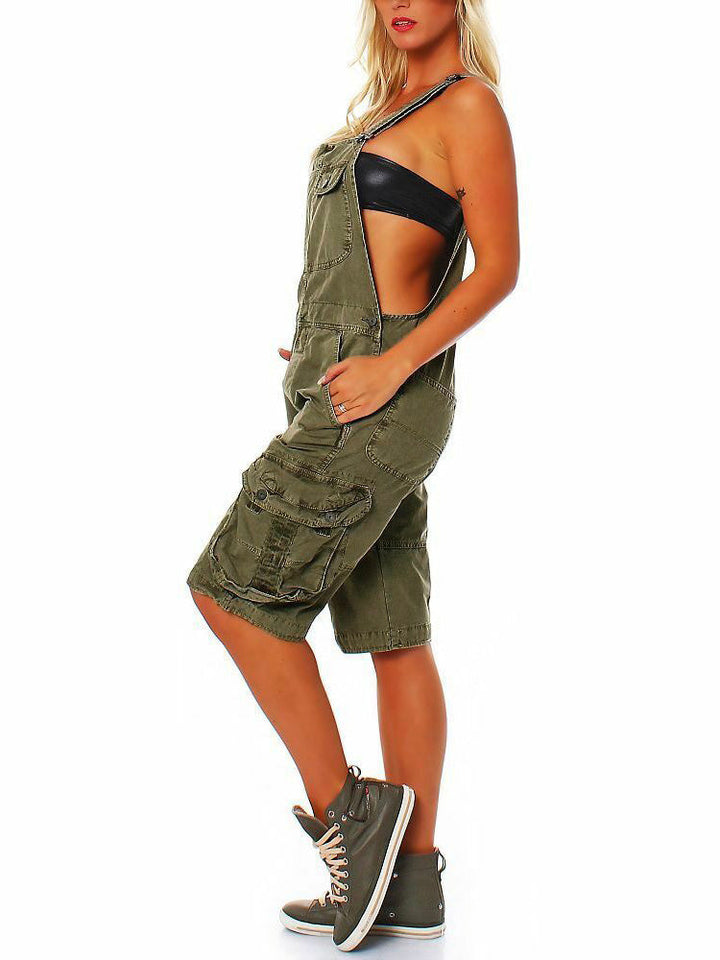 Pantalons de tirants curts per a dones amb butxaques de càrrega funcionals