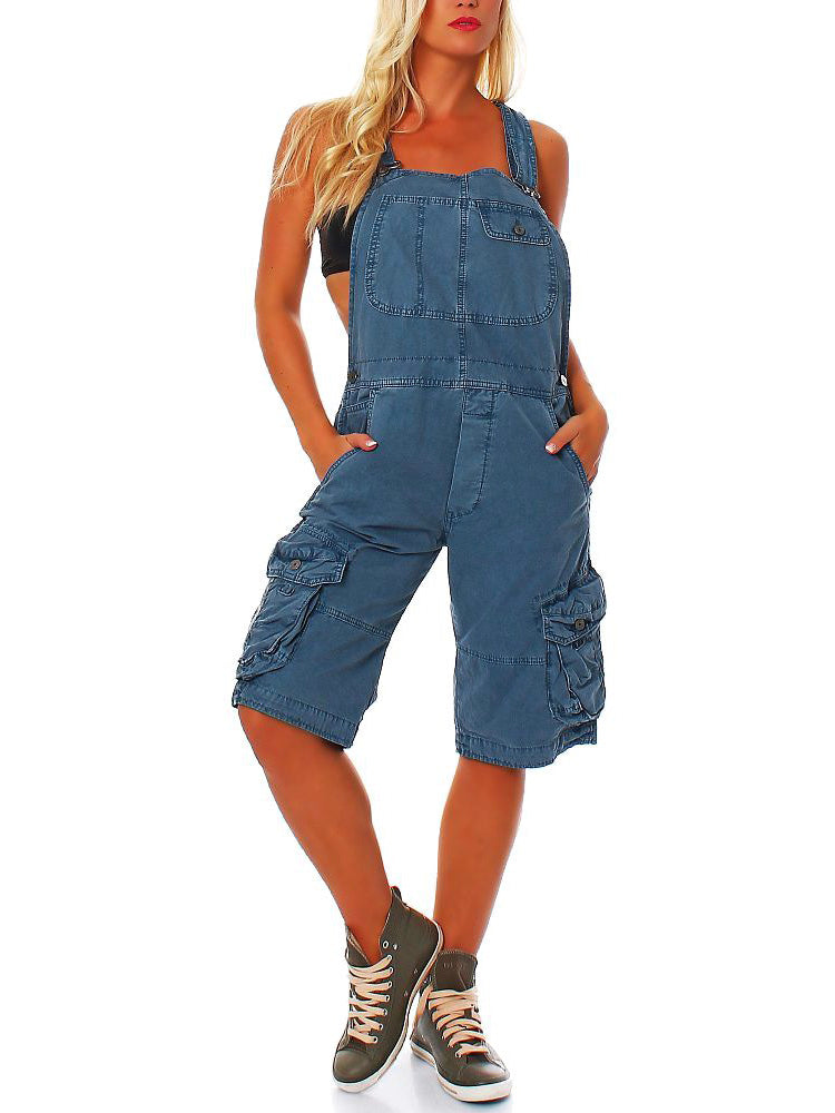 Pantalons de tirants curts per a dones amb butxaques de càrrega funcionals