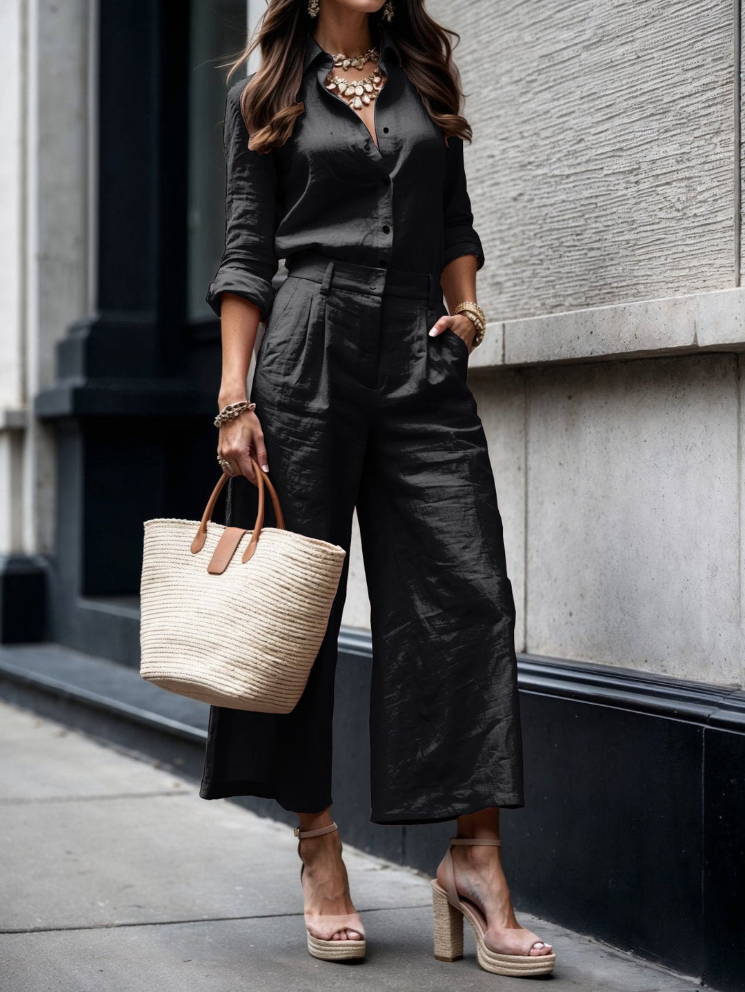 Helena | Pantalons Capri rosa amb conjunt de samarreta ampla en estil modern