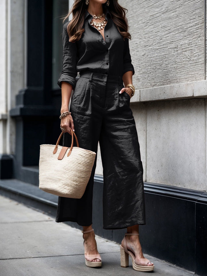 Helena | Pantalons Capri rosa amb conjunt de samarreta ampla en estil modern