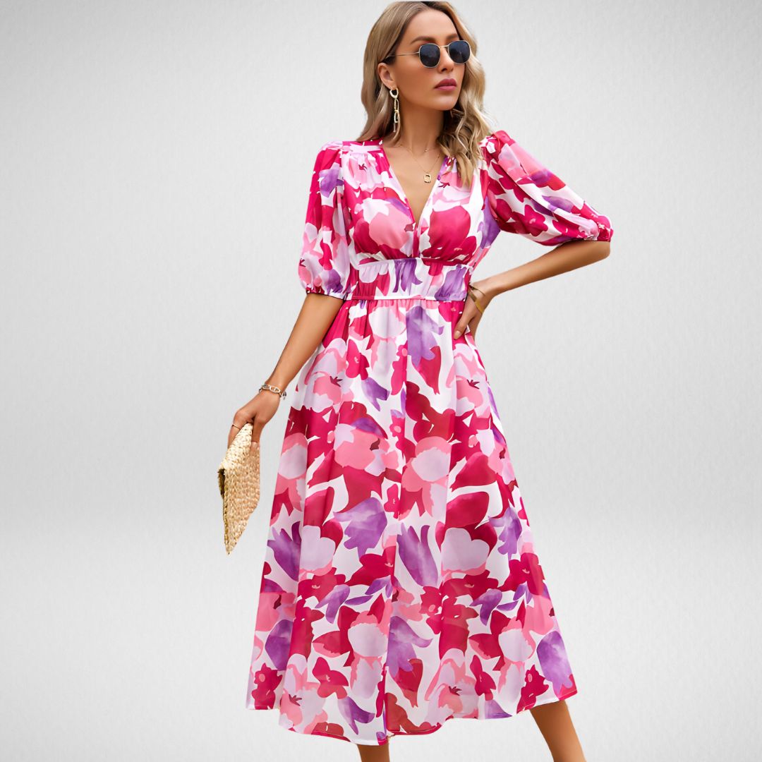 Vestit Lilie encisador amb escot en V per a l'elegància femenina