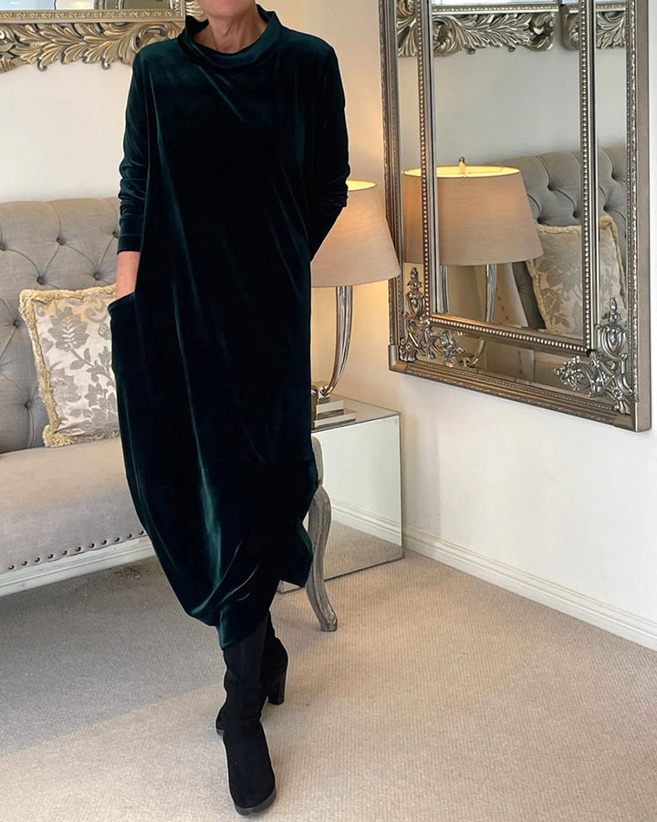 Riva Lefèvre | Vestit llarg d'velvet elegant amb escot O per a dones