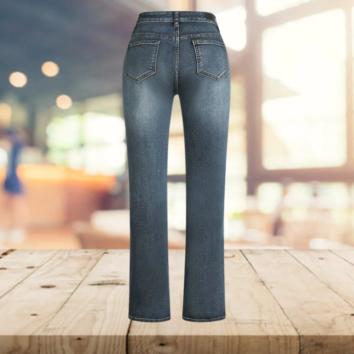 Yvonne | Pantalons de campana de denim vintage estampats