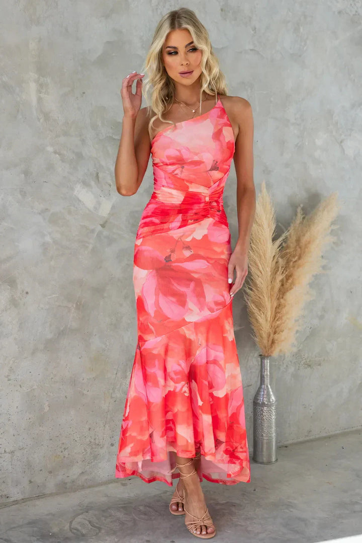 Xanthe Midikleid | Vestit elegant amb estampat de flors a aquarel·la per a dones