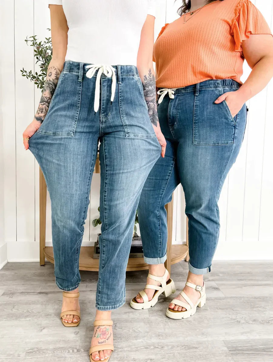 PANTALONS DE DENIM JOGGING BLAU | PER POSAR-TE