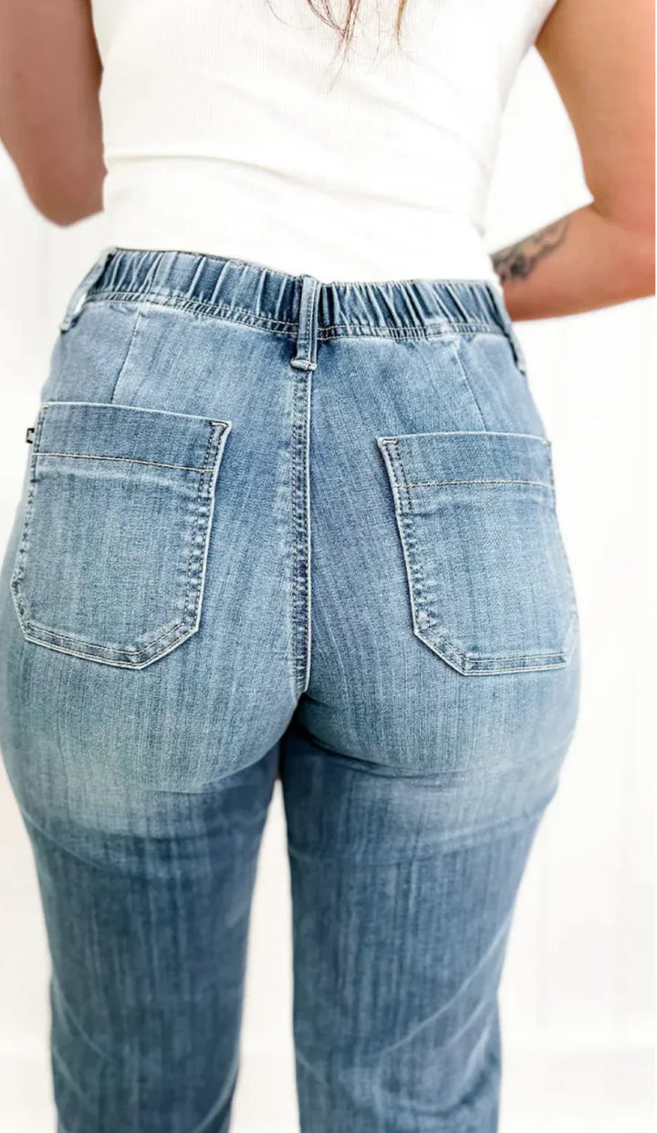 PANTALONS DE DENIM JOGGING BLAU | PER POSAR-TE