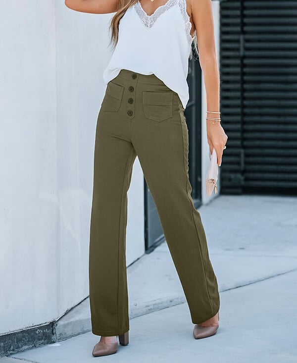 Pantalons elàstics de temps lliure amb cintura alta