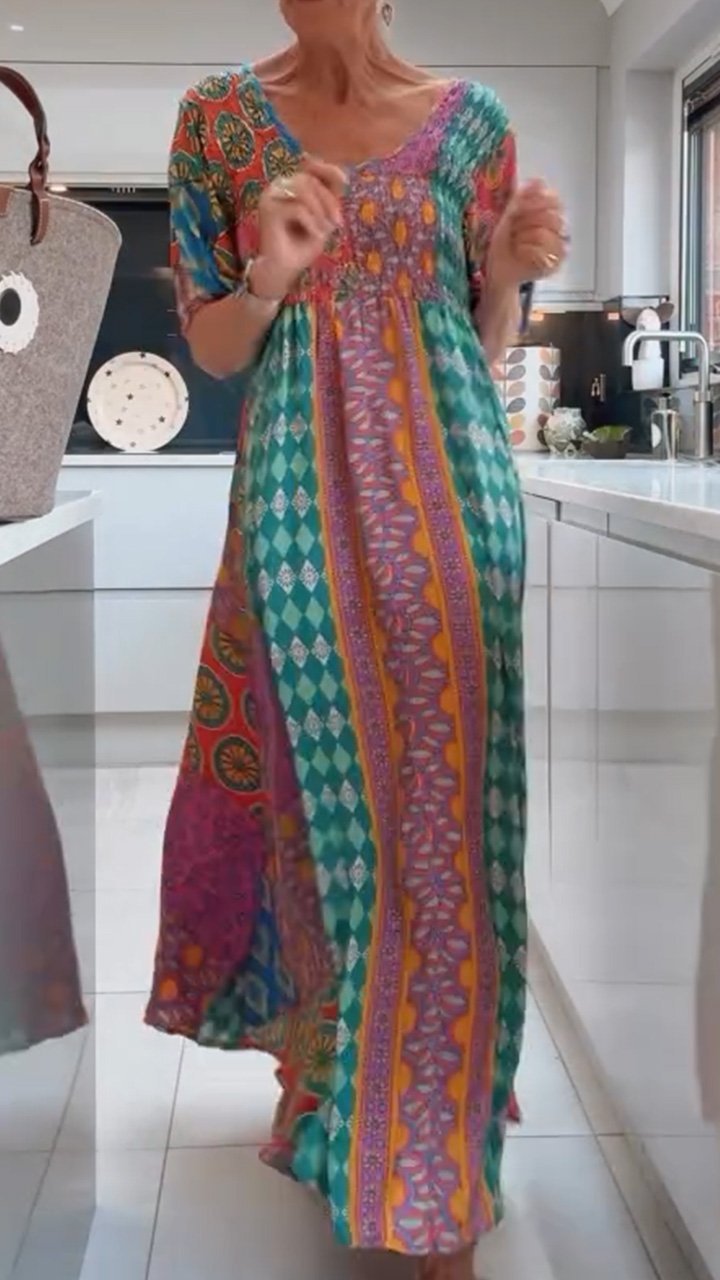 Isabella | Vestit de patró Paisley amb línia fluida