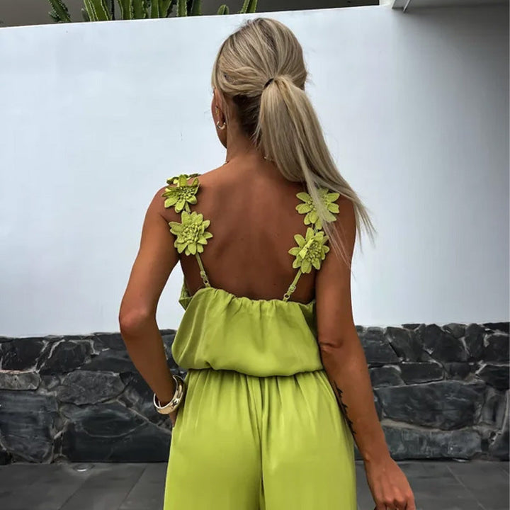 Jumpsuit sense mànigues per a dones amb cama ampla i estil